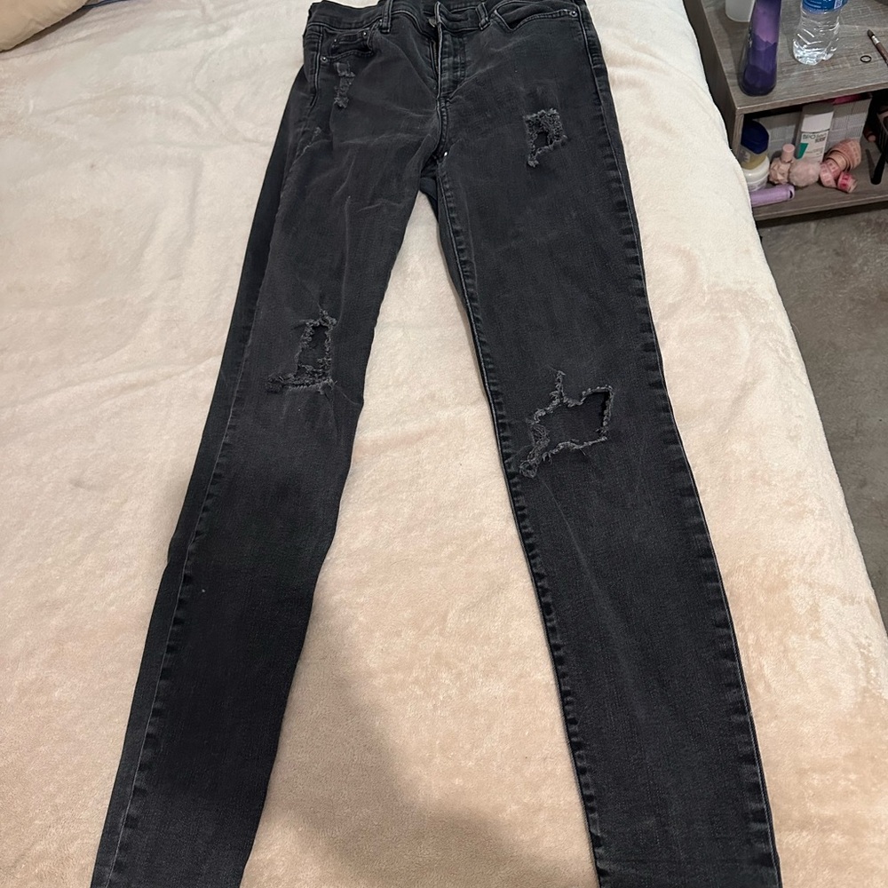 GAP Women's Distressed Charcoal Skinny Jeans